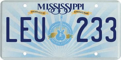 MS license plate LEU233