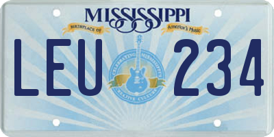MS license plate LEU234