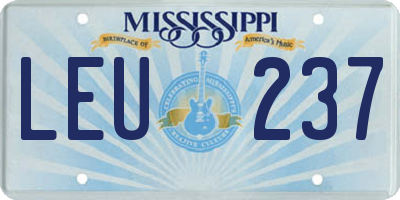 MS license plate LEU237