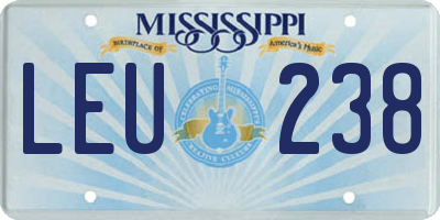 MS license plate LEU238