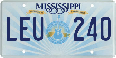 MS license plate LEU240