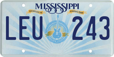 MS license plate LEU243