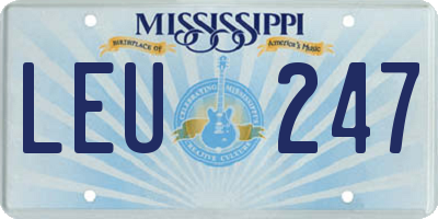 MS license plate LEU247