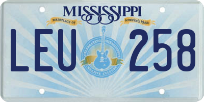 MS license plate LEU258