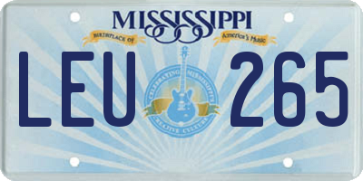 MS license plate LEU265