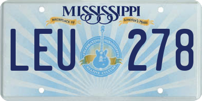 MS license plate LEU278