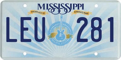MS license plate LEU281