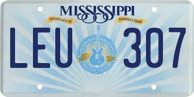 MS license plate LEU307