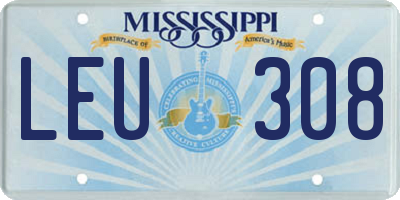MS license plate LEU308