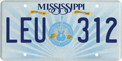 MS license plate LEU312