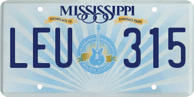 MS license plate LEU315