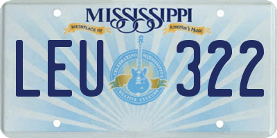 MS license plate LEU322