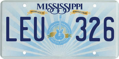 MS license plate LEU326