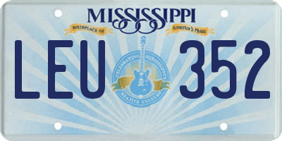 MS license plate LEU352