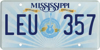 MS license plate LEU357