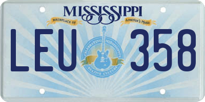 MS license plate LEU358