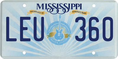MS license plate LEU360