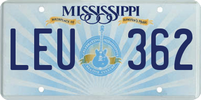 MS license plate LEU362