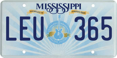 MS license plate LEU365