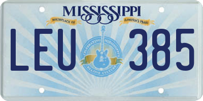 MS license plate LEU385