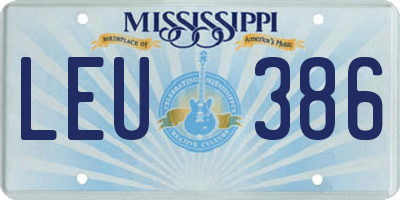 MS license plate LEU386