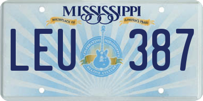 MS license plate LEU387