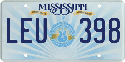 MS license plate LEU398