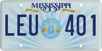 MS license plate LEU401