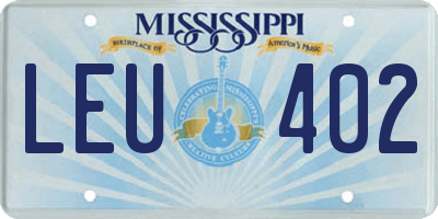 MS license plate LEU402