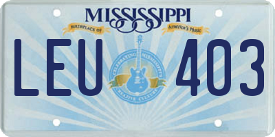 MS license plate LEU403