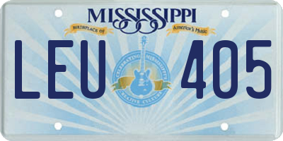 MS license plate LEU405