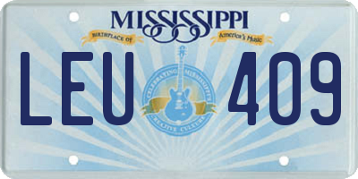 MS license plate LEU409