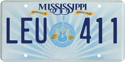 MS license plate LEU411