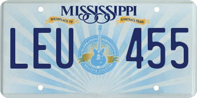 MS license plate LEU455