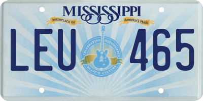MS license plate LEU465