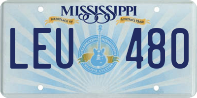 MS license plate LEU480