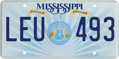MS license plate LEU493