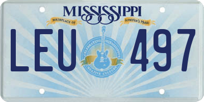 MS license plate LEU497
