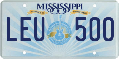 MS license plate LEU500