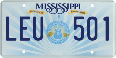MS license plate LEU501