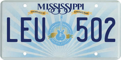 MS license plate LEU502