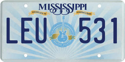 MS license plate LEU531
