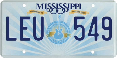 MS license plate LEU549