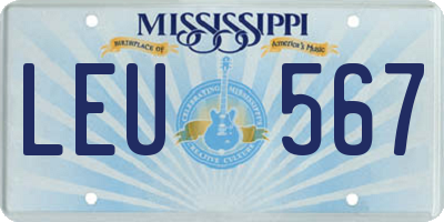 MS license plate LEU567