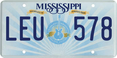 MS license plate LEU578