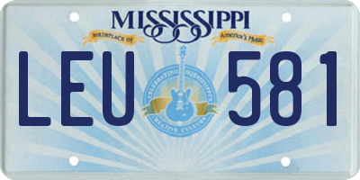 MS license plate LEU581