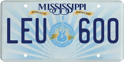 MS license plate LEU600