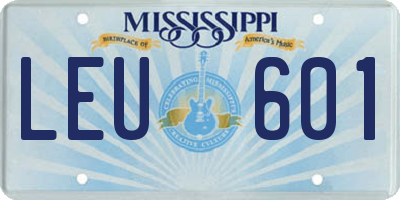 MS license plate LEU601