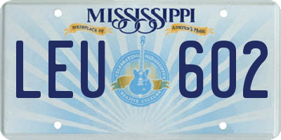 MS license plate LEU602