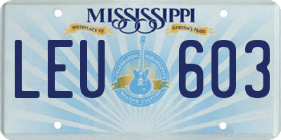 MS license plate LEU603